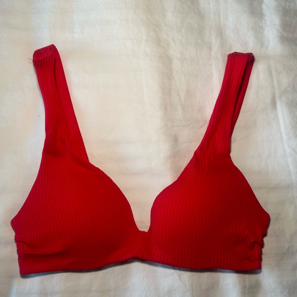 H&M Ribbed Red Bikini Top